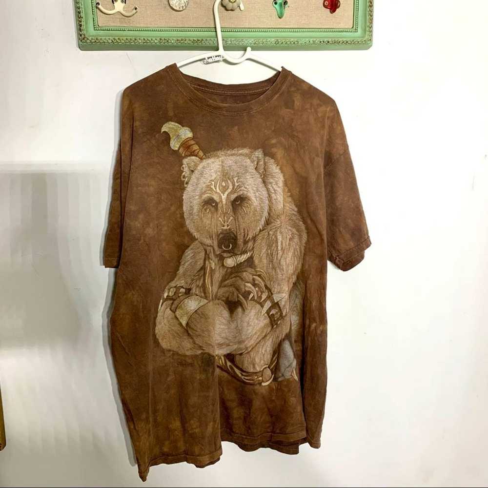 Vintage the mountain warrior bear T-shirt brown s… - image 1