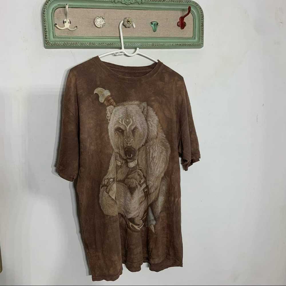 Vintage the mountain warrior bear T-shirt brown s… - image 2