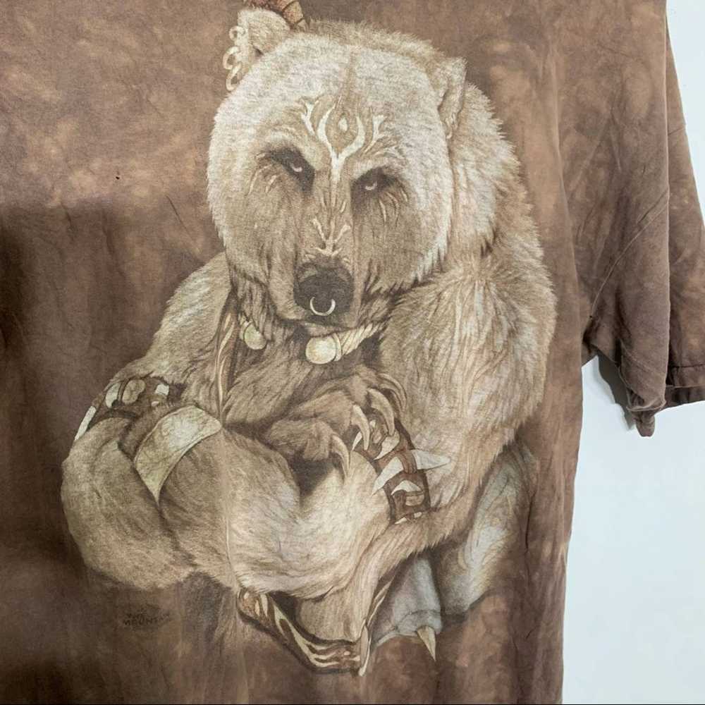 Vintage the mountain warrior bear T-shirt brown s… - image 3