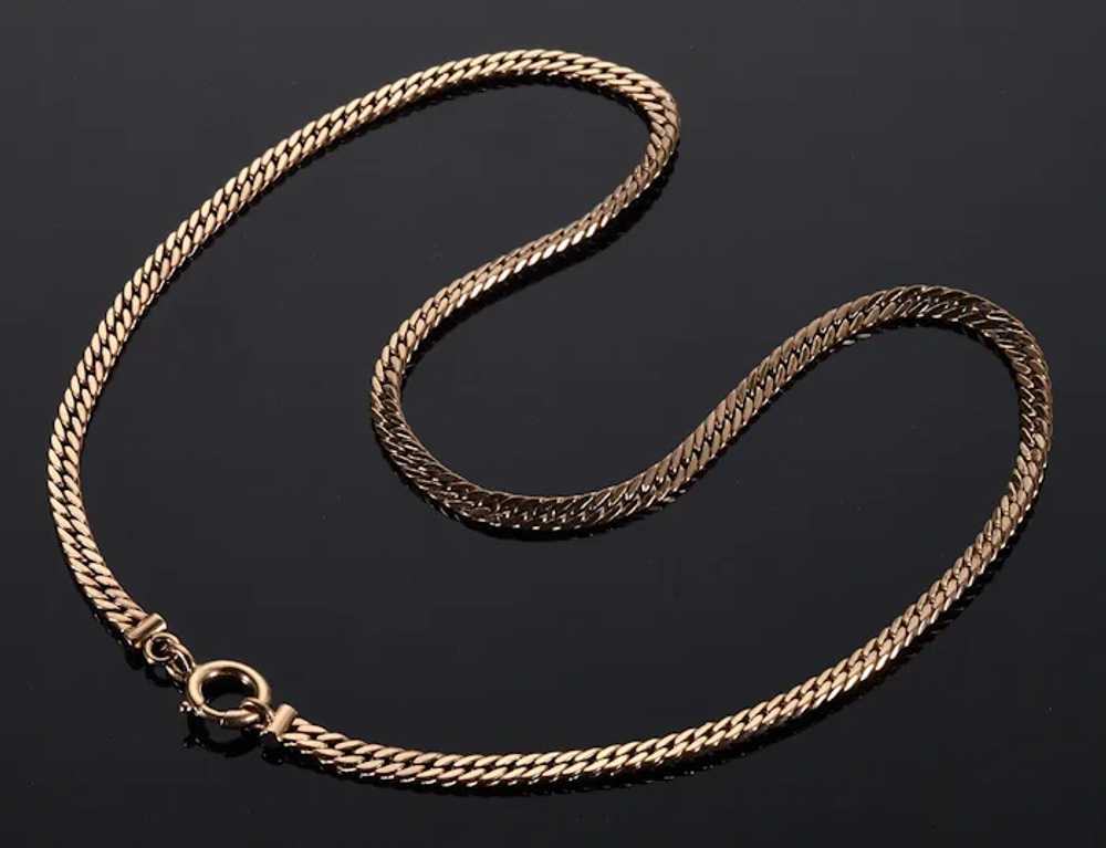 Antique Victorian 10K Gold Double Link Chain Neck… - image 3