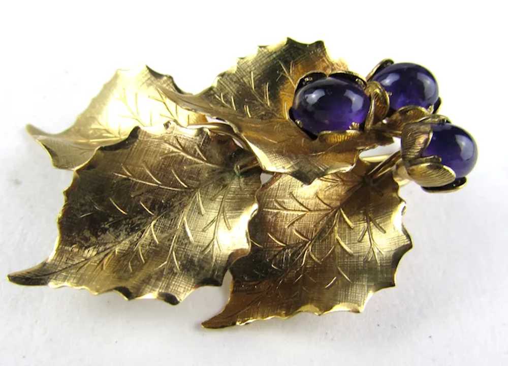 Signed Wells 14 Karat Gold Filled Pin With Purple… - image 10