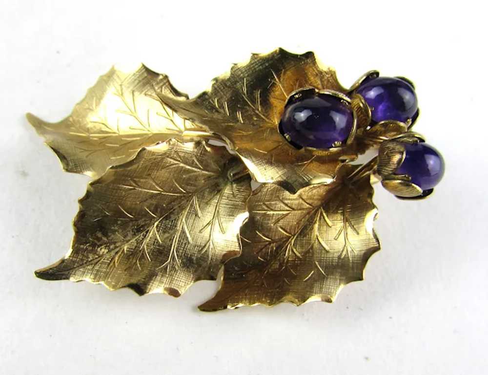 Signed Wells 14 Karat Gold Filled Pin With Purple… - image 4