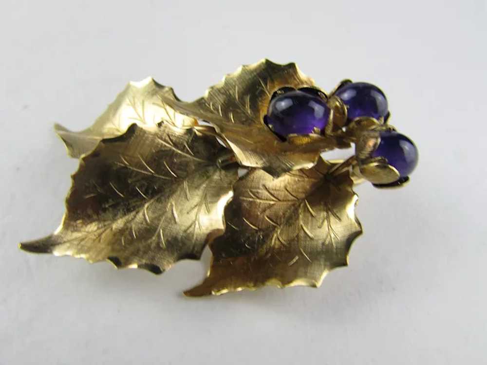 Signed Wells 14 Karat Gold Filled Pin With Purple… - image 6