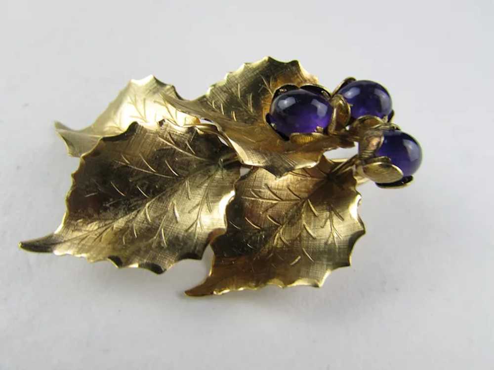 Signed Wells 14 Karat Gold Filled Pin With Purple… - image 8