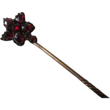 Antique Bohemian Garnet Star Flower Stick Pin - image 1