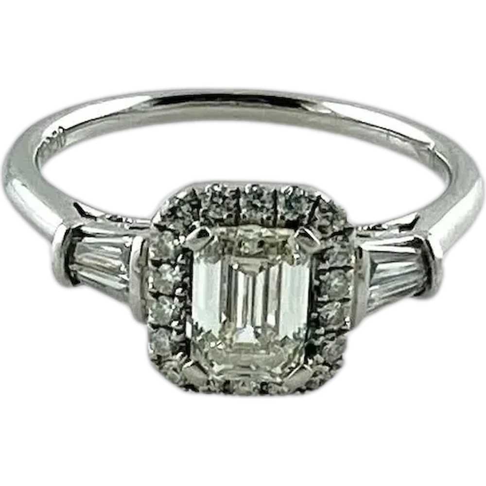 GIA Certified Platinum Emerald Cut Diamond Halo S… - image 1