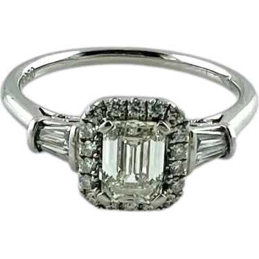 GIA Certified Platinum Emerald Cut Diamond Halo S… - image 1