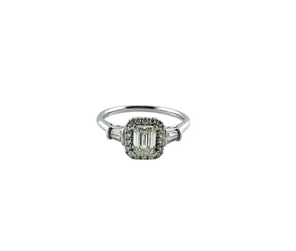 GIA Certified Platinum Emerald Cut Diamond Halo S… - image 2