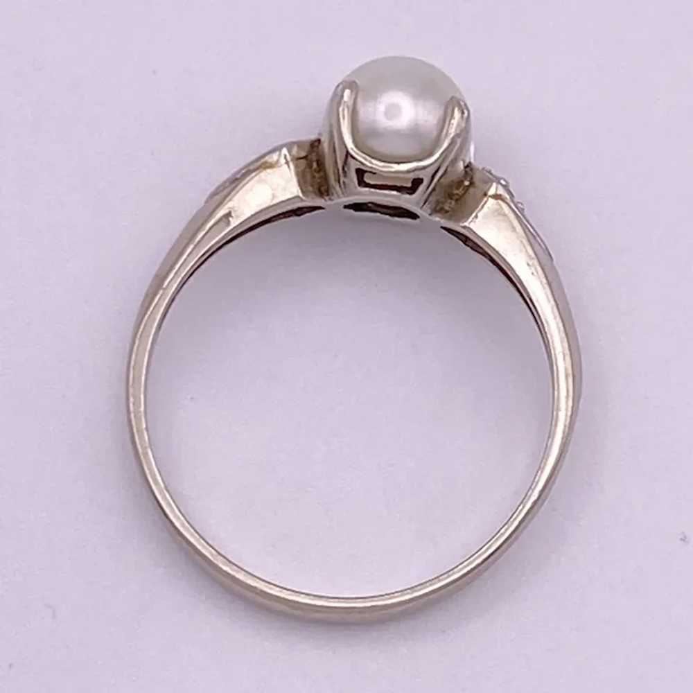 Cultured Pearl and Diamond 14K White Gold 6.5 MM - image 6