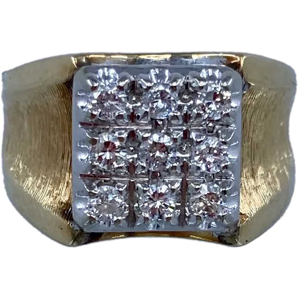 14K Nine Pave Diamonds .54 CTW Square Face Ring S… - image 1