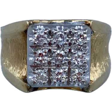 14K Nine Pave Diamonds .54 CTW Square Face Ring Sz