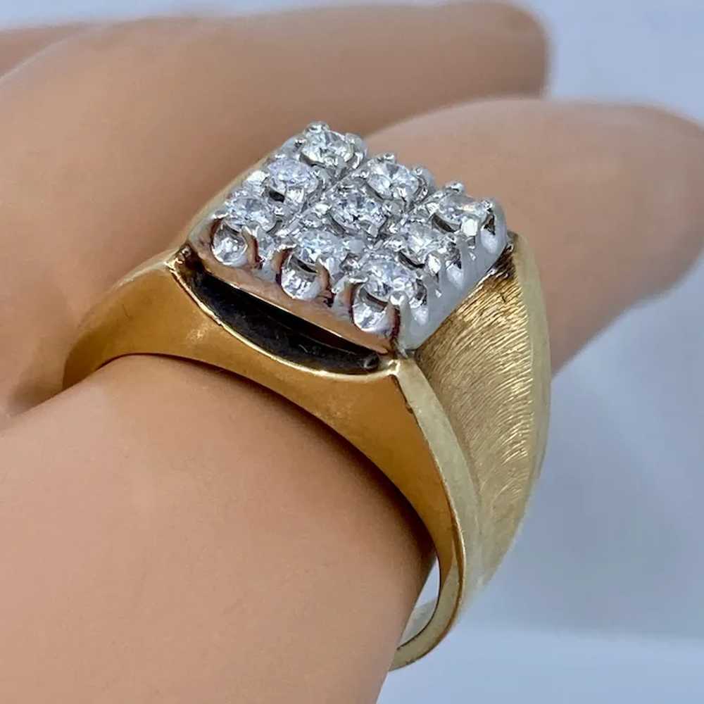 14K Nine Pave Diamonds .54 CTW Square Face Ring S… - image 9