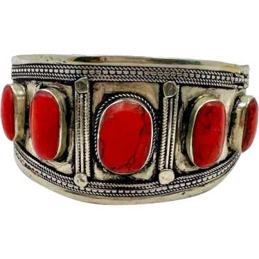 Red Jasper Bracelet, Middle Eastern, Afghan Cuff, 