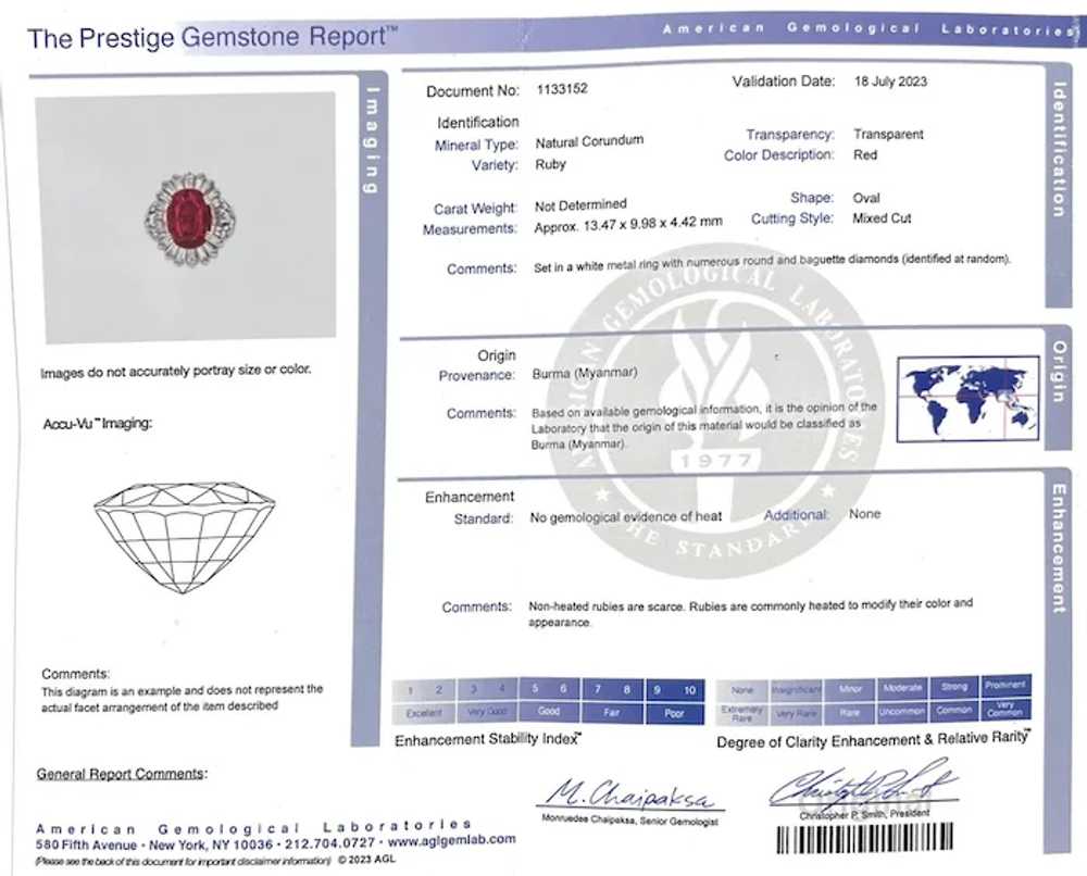 Vintage AGL Certified 6.95 Carat No Heat Burma Ru… - image 8