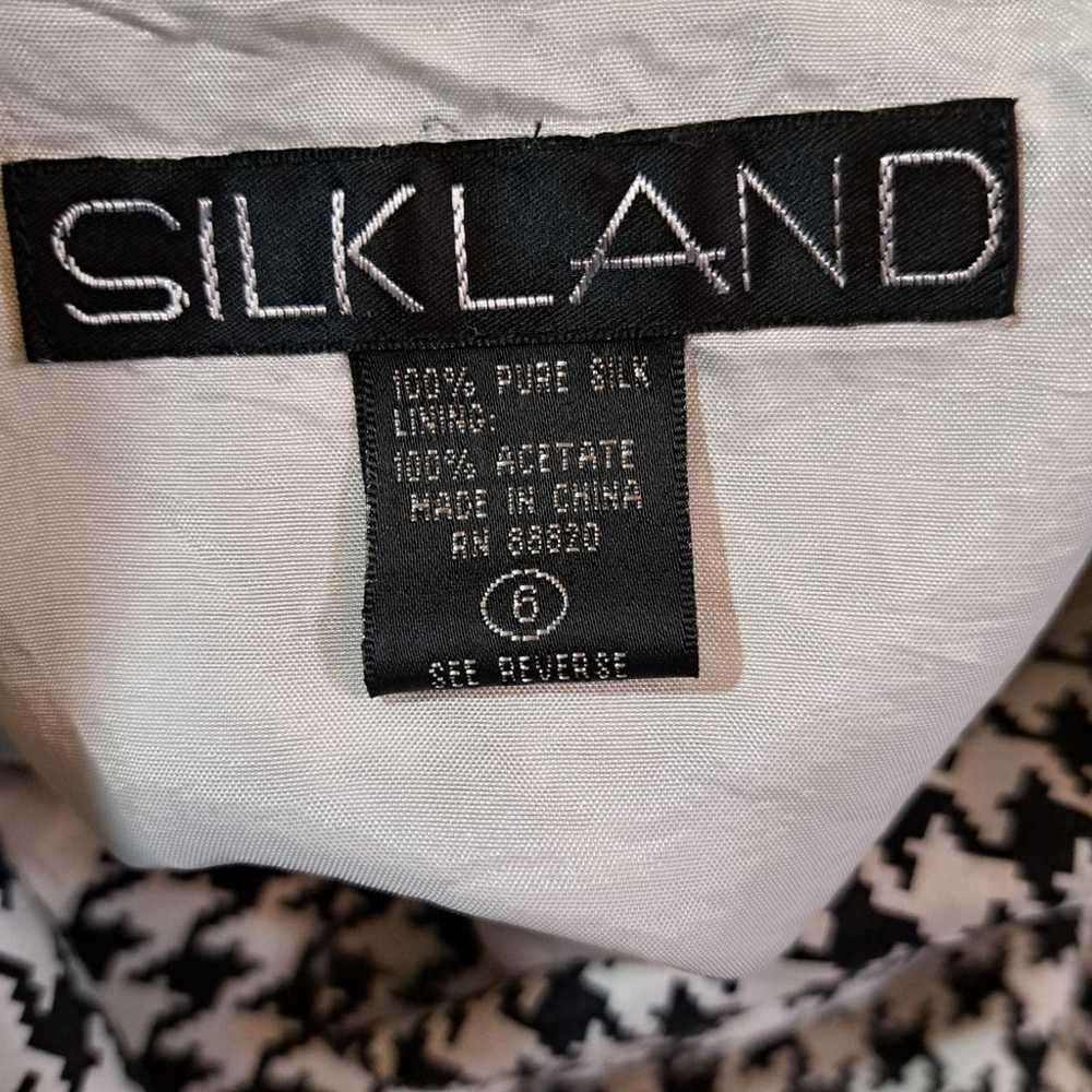 Silkland 100% Silk Houndstooth Button Front Blaze… - image 5