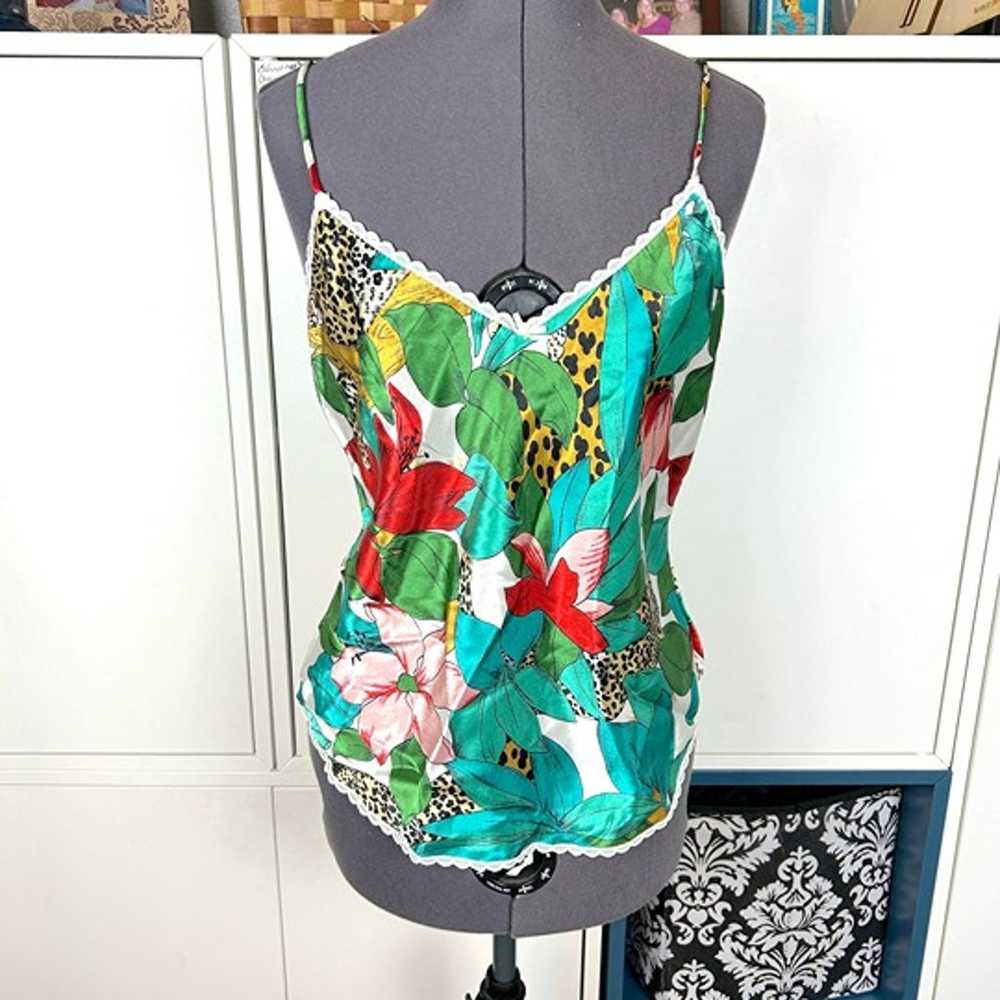 1980's Tropical Print Satin Camisole - image 1