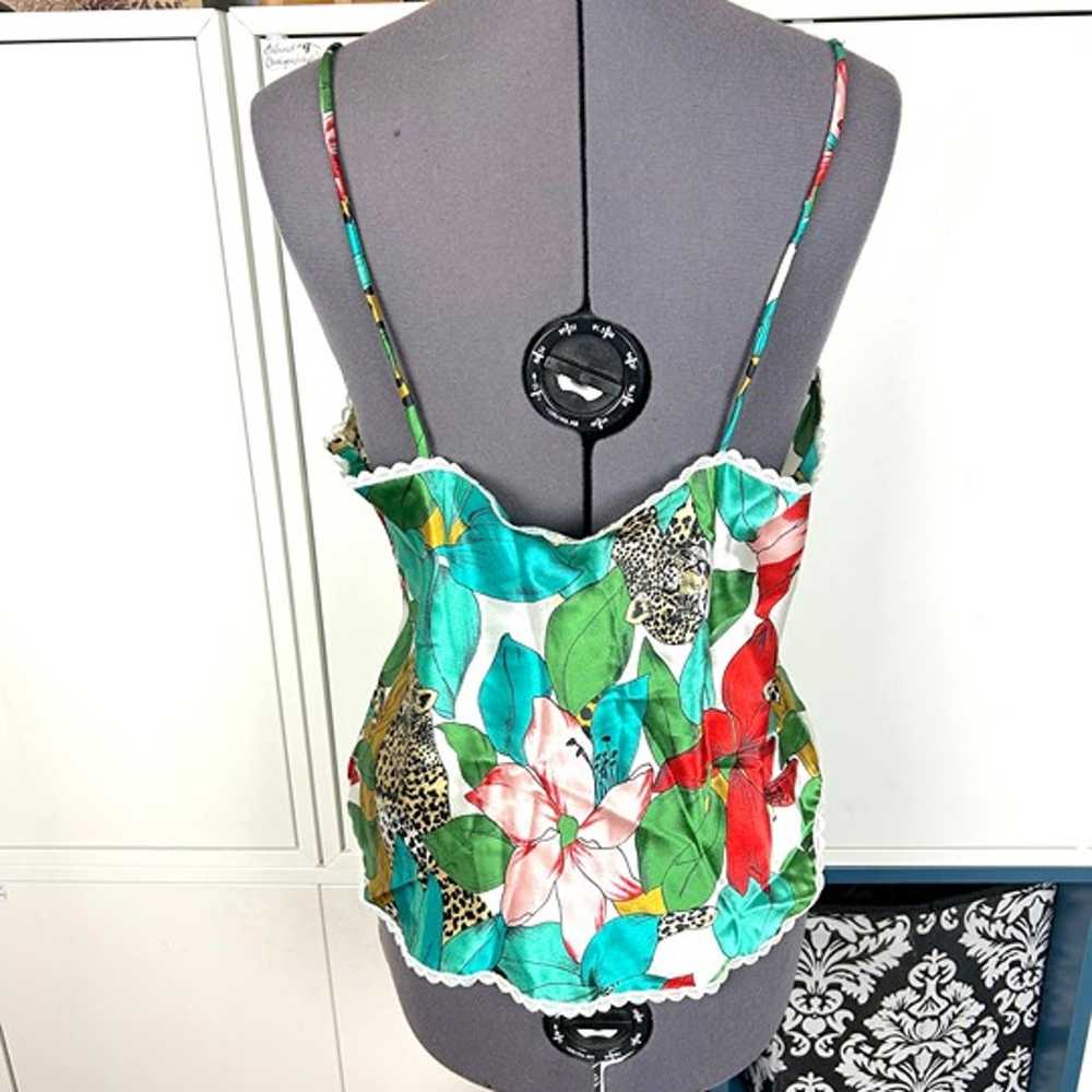 1980's Tropical Print Satin Camisole - image 3