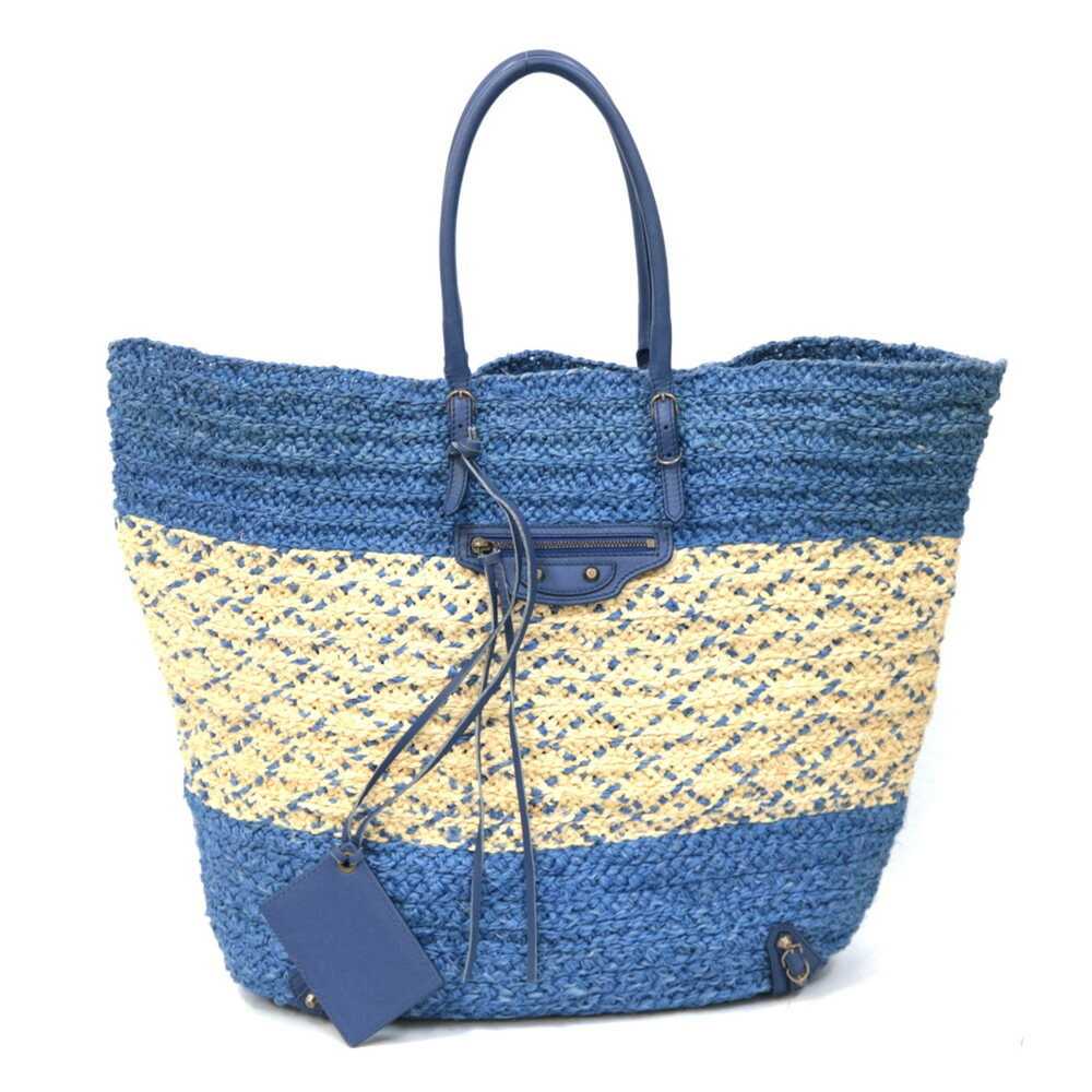 BALENCIAGA Le Cagoule Tote Bag Raffia Blue Ladies… - image 1
