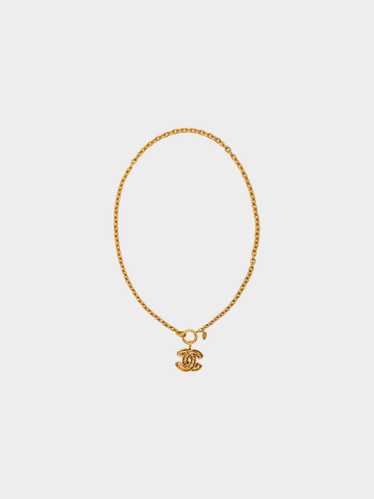 Chanel 1990s Gold Quilted CC Necklace