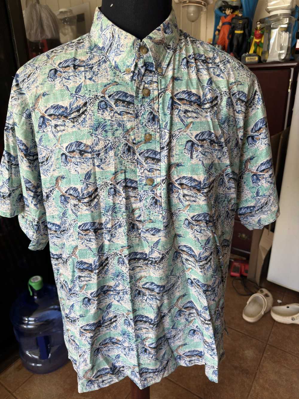 Hawaiian Shirt PreOwned Kahala Hawaiian Fish 3/4 … - image 1