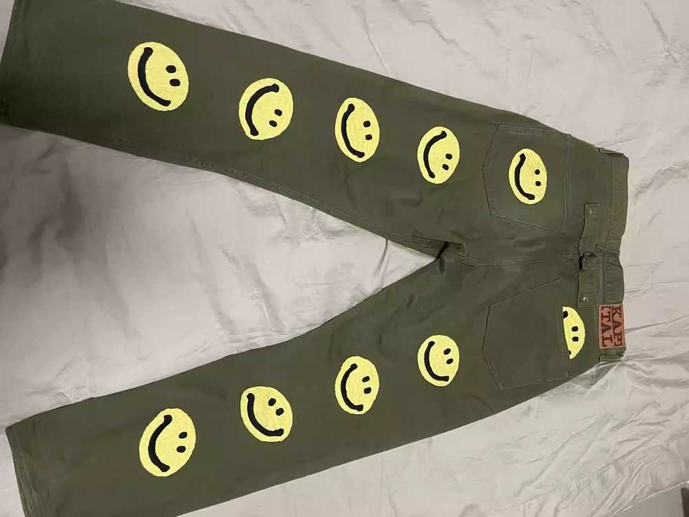 Kapital kapital Embroidered Smiley Army Green Pan… - image 2