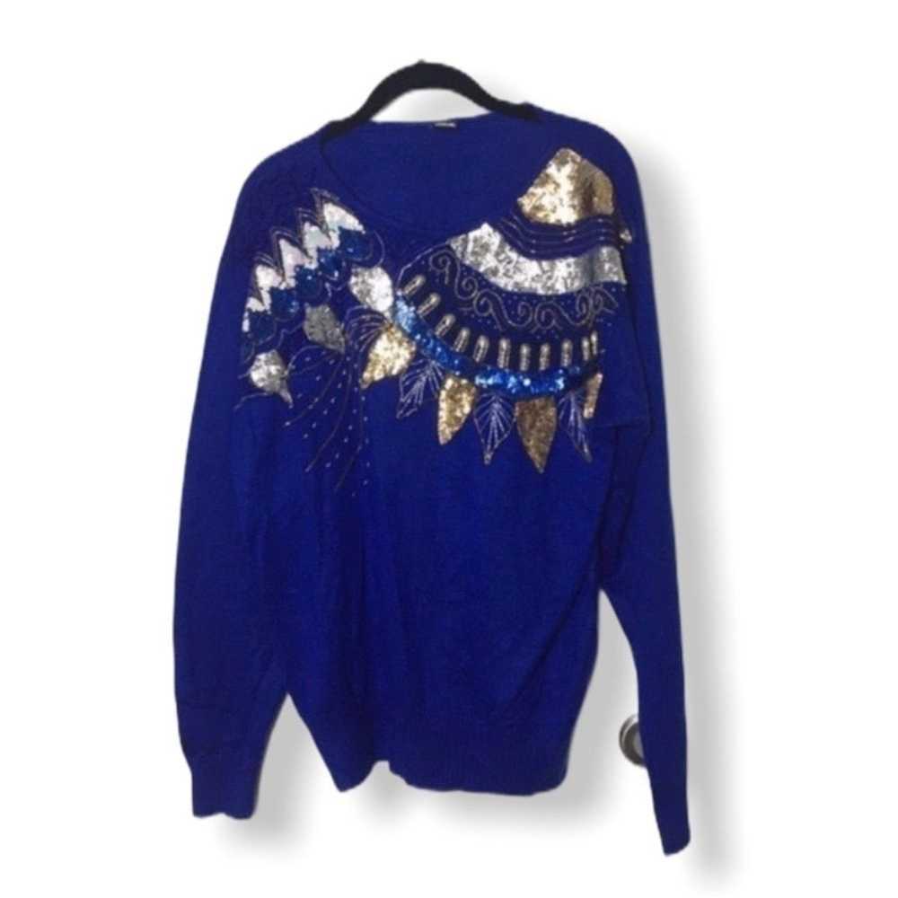 Other Vintage Tina blue embellished sweater - image 2