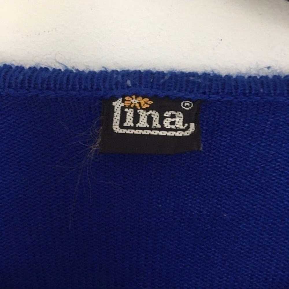 Other Vintage Tina blue embellished sweater - image 4