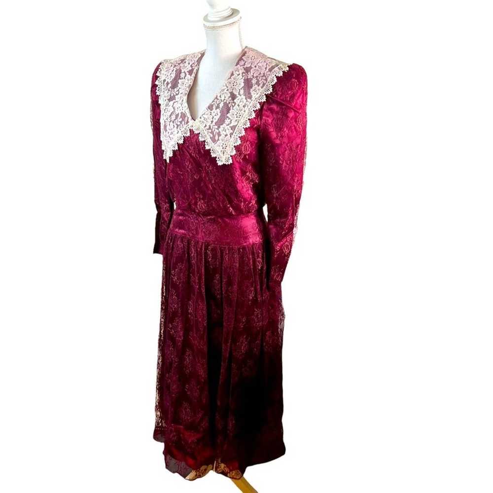 Vintage 1980s Gunne Sax Prairie Lace Collar Dress - image 2
