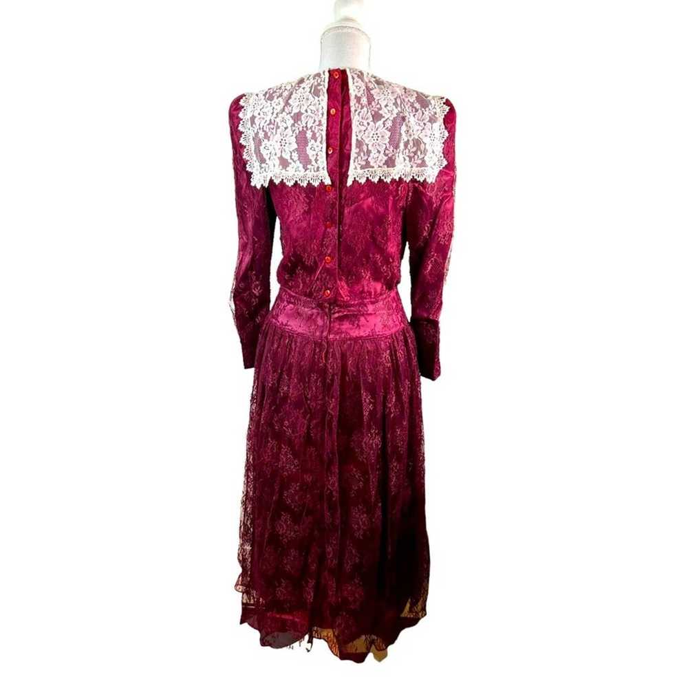 Vintage 1980s Gunne Sax Prairie Lace Collar Dress - image 3