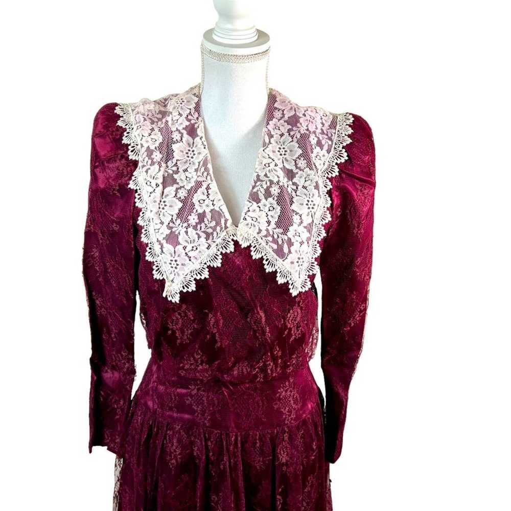 Vintage 1980s Gunne Sax Prairie Lace Collar Dress - image 5