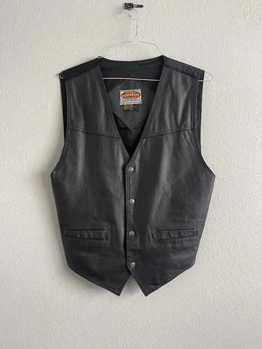 Designer Black Leather Vest Waist Coat