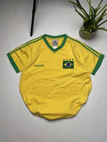 VINTAGE shirt football BRAZIL WORLD CUP 1998 ADIDAS T SHIRT CAMISETA Soccer  SZ L