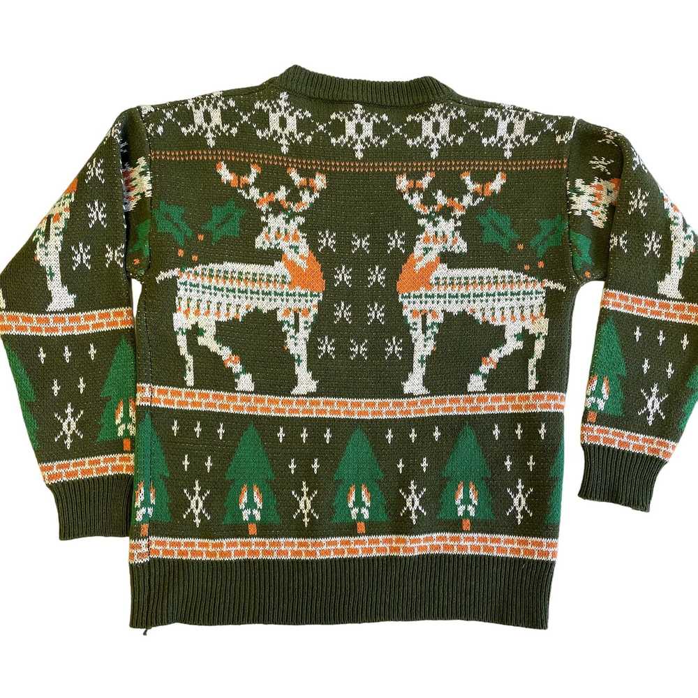 Unkwn 60’s Green KNIT Cotton REINDEER In FOREST N… - image 5