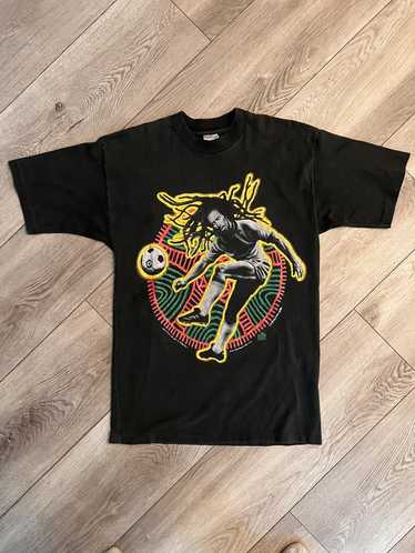 Vintage 1990s Bob Marley Came To store Conquer Soccer T-Shirt