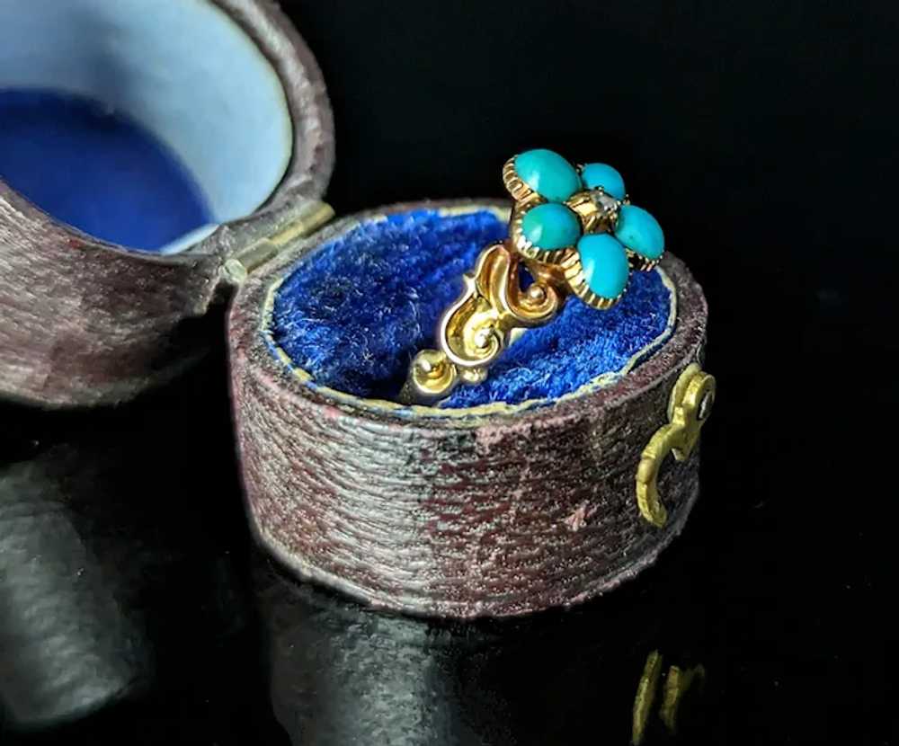 Antique Regency Turquoise and Diamond ring, Forge… - image 10