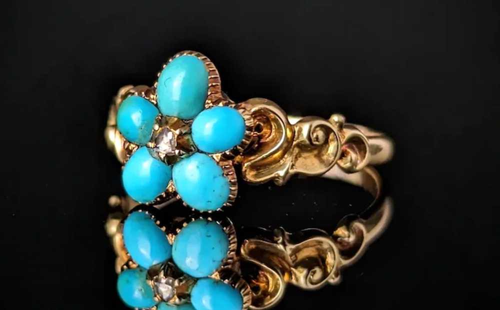 Antique Regency Turquoise and Diamond ring, Forge… - image 2