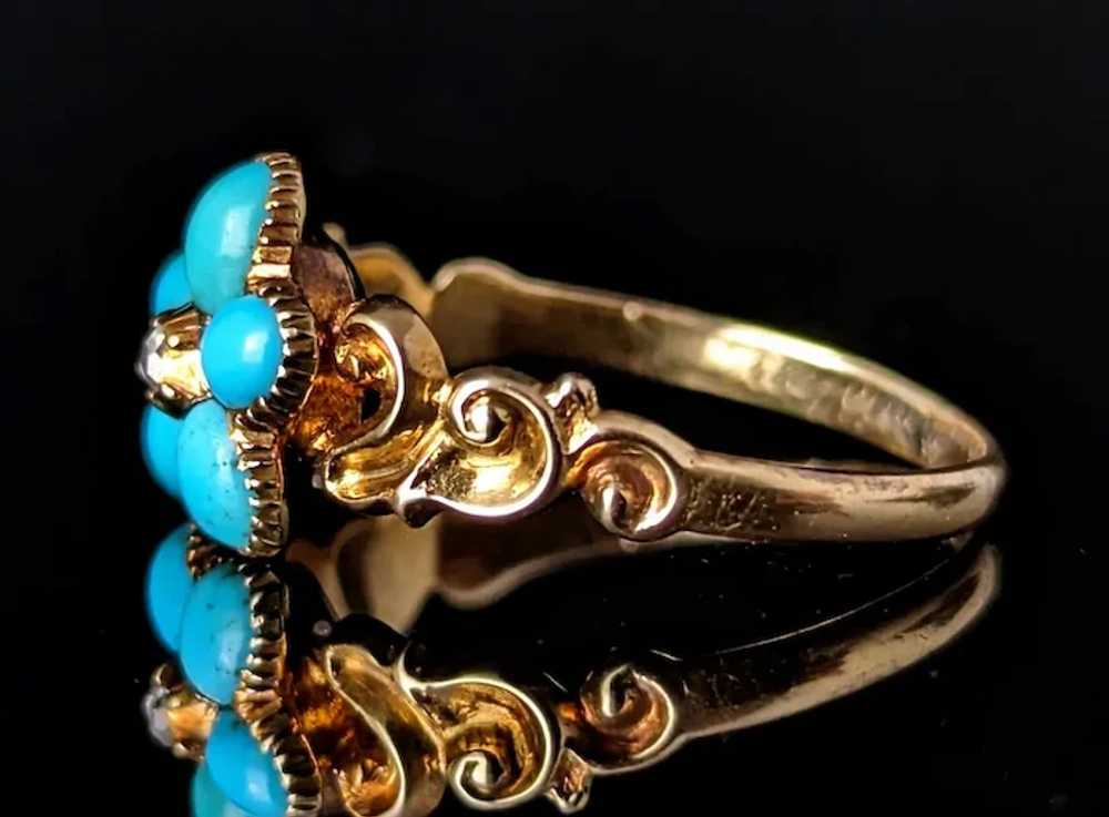 Antique Regency Turquoise and Diamond ring, Forge… - image 3