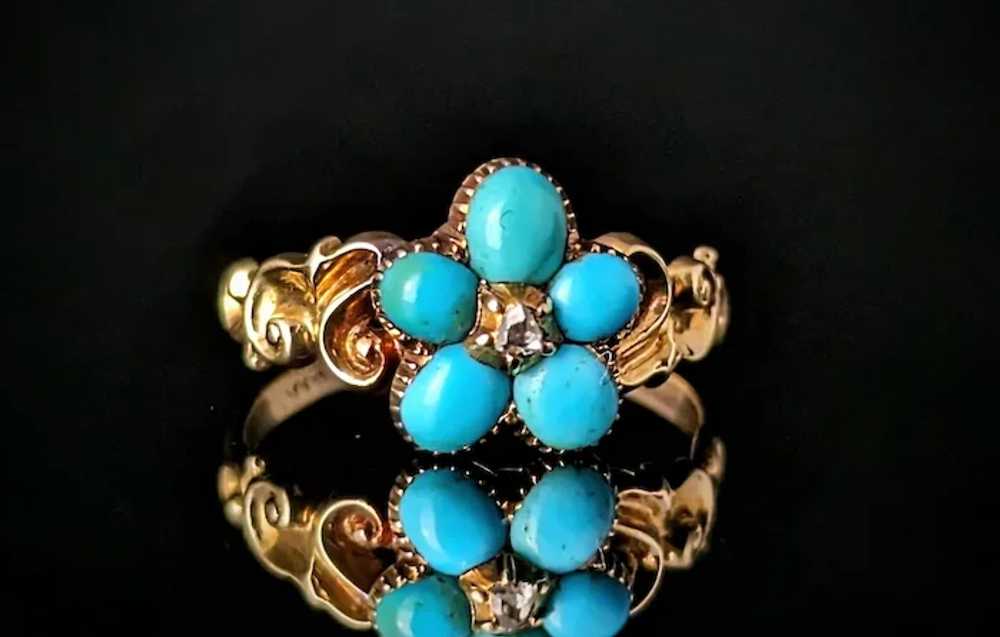 Antique Regency Turquoise and Diamond ring, Forge… - image 4
