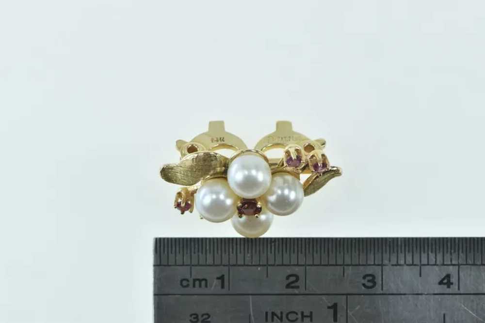 14K 1960's Pearl Ruby Necklace Clasp Clip  Yellow… - image 4