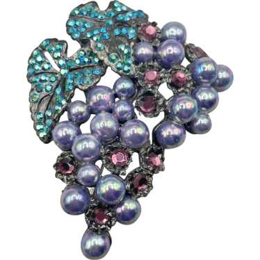 THELMA DEUTSCH Purple Pearls Grape Cluster Brooch 