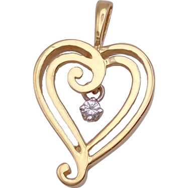 Trembler Diamond Heart Pendant 14K Gold .03 Carat