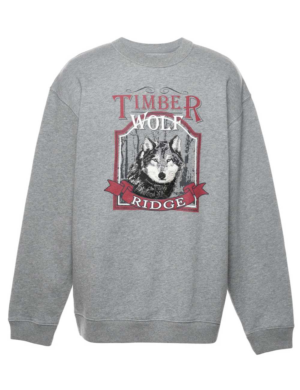 Marl Grey Timber Wolf Printed Sweatshirt - XL - image 1