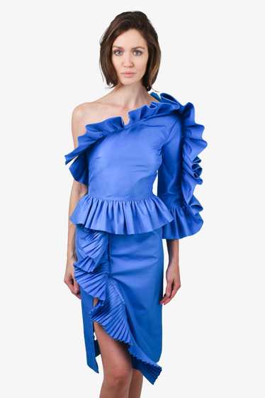 Gucci 2016 Blue Sequin Ruffle 'Modern' One-Shoulde