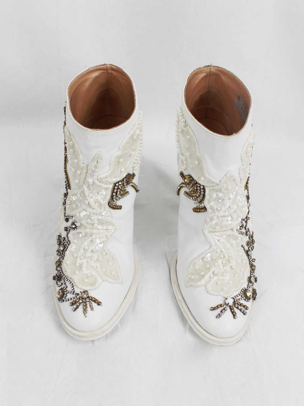 A.F. Vandevorst white ankle boots with wedding em… - image 11