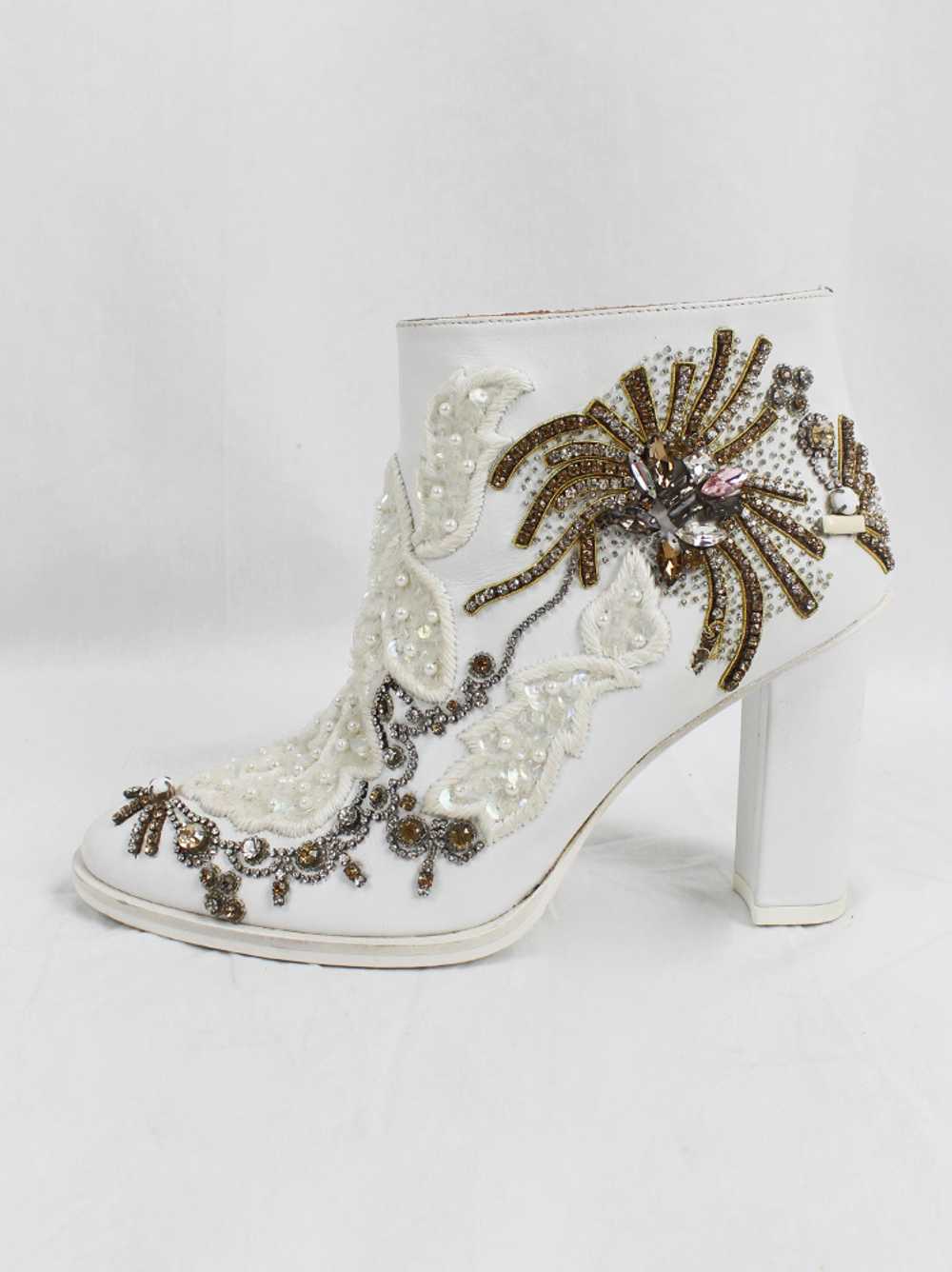 A.F. Vandevorst white ankle boots with wedding em… - image 2
