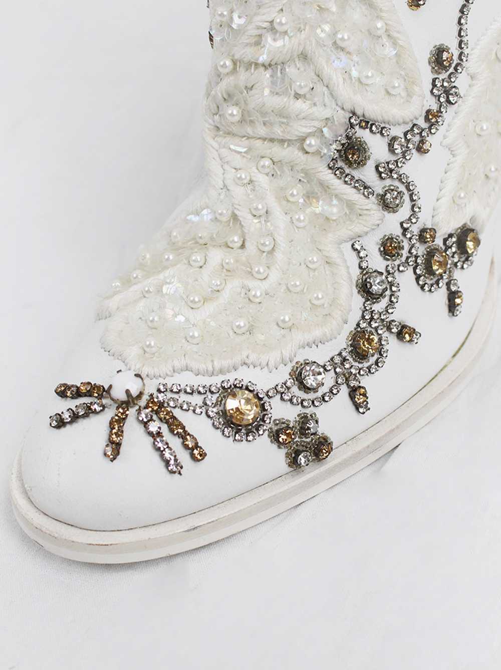 A.F. Vandevorst white ankle boots with wedding em… - image 5