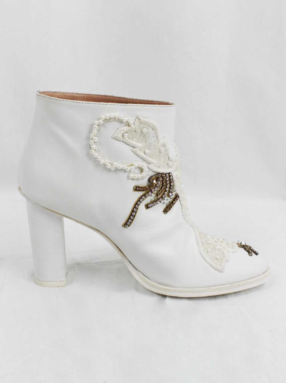A.F. Vandevorst white ankle boots with wedding em… - image 7