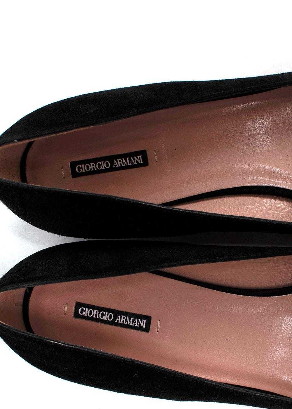 Managed by hewi Giorgio Armani Black Suede Flats … - image 6