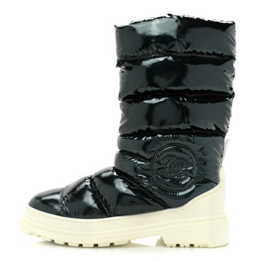 CHANEL Metalized Fabric CC Ankle Snow Boots 35 Gr… - image 1