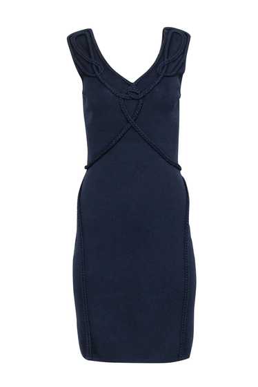 Etcetera - Navy Knit Sleeveless Dress w/ Braided T